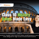 Class 10 History important dates revision banner with student girl illustration