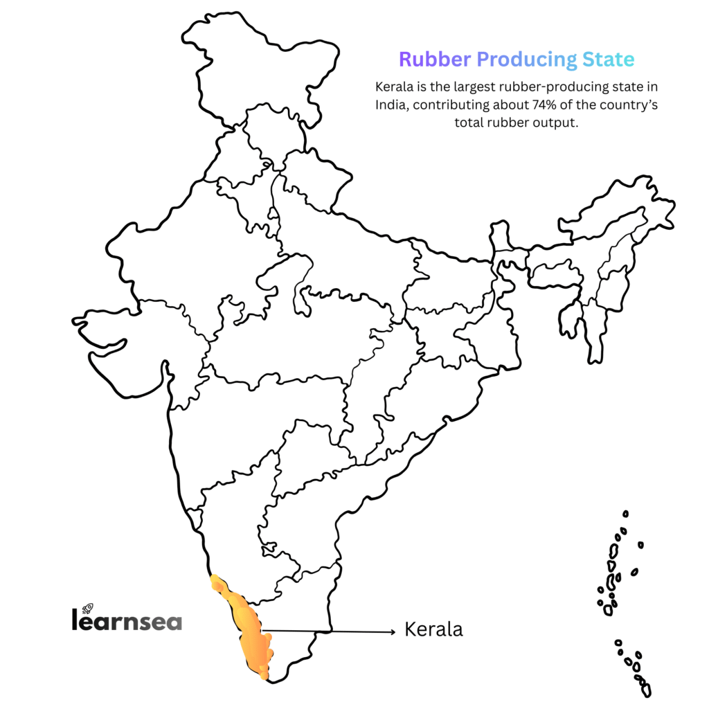 Rubber Producing State (Kerala) followed by Tamil Nadu and Karnataka