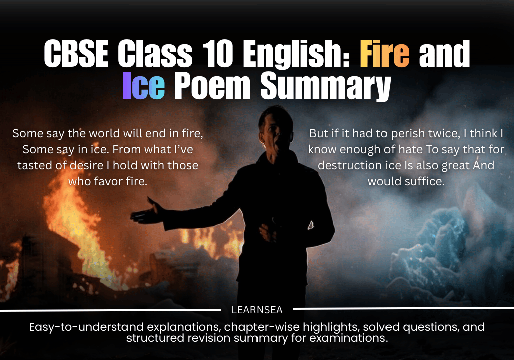 Man standing between fire and ice Fire and Ice poem by Robert Frost