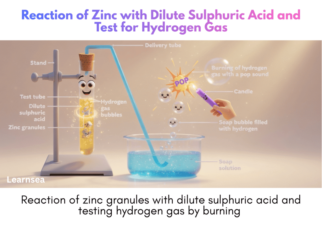 Reaction of Zinc with Dilute Sulphuric Acid and Test for Hydrogen Gas