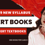Thoughtful young woman in glasses looking up thoughtfully on a dramatic red and black torn paper background banner promoting Class 9 NCERT new textbooks and syllabus changes for 2026-27 academic year by LEARNSEA.IN