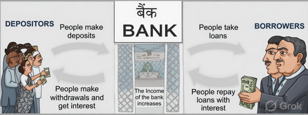 Look at the given picture carefully and infer the income of the bank.